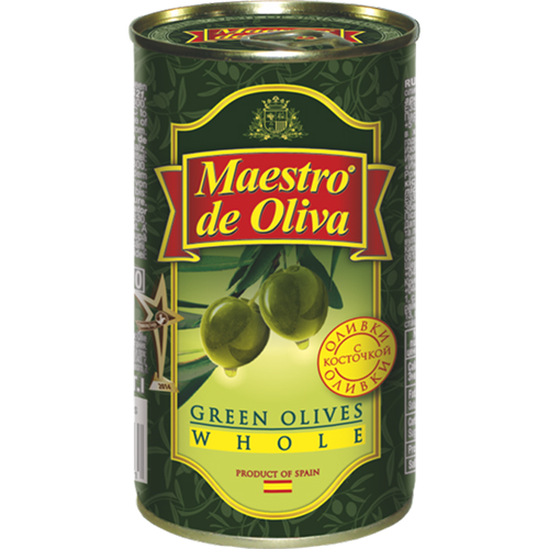 Оливки зеленые с косточкой Maestro de Oliva 350 гр