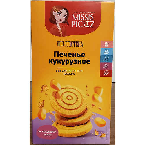 Печенье песочное "Кукурузное" Missis Pickez 100г